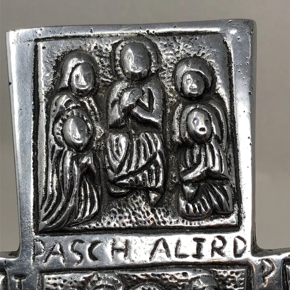 Vintage Pewter Cross Silver Tone Religious Decor